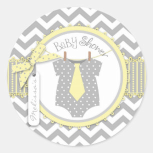 Sticker Rond Cravate bébé garçon Chevron Imprimer Baby shower