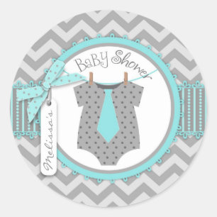 Sticker Rond Cravate bébé garçon Chevron Imprimer Baby shower