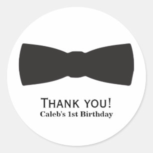 Sticker Rond Cravate Bow Noir & Blanc Tuxedo Boys Party Favoris