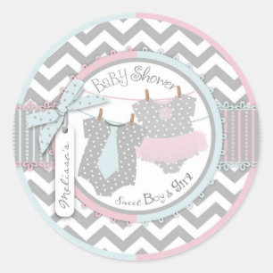 Sticker Rond Cravate jumeaux Tutu Chevron Baby shower