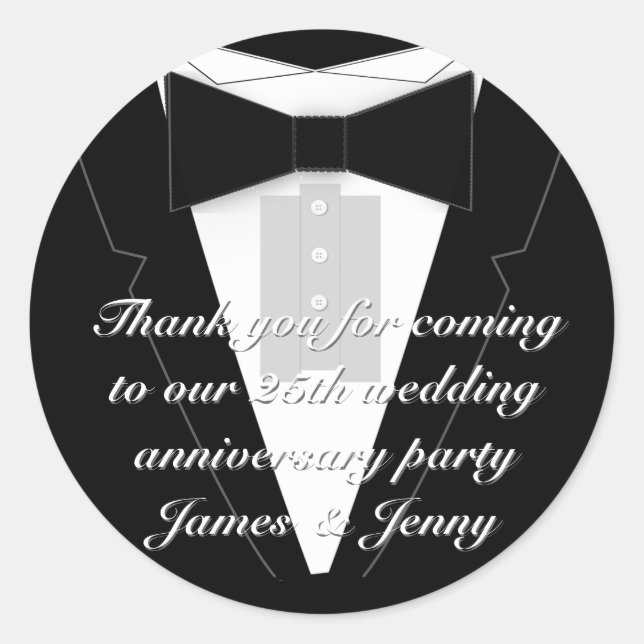 Sticker Rond Cravate noir Bow Tuxedo (Devant)