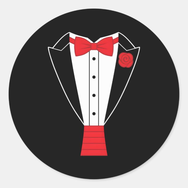 Sticker Rond Cravate Tuxedo Red Bow (Devant)