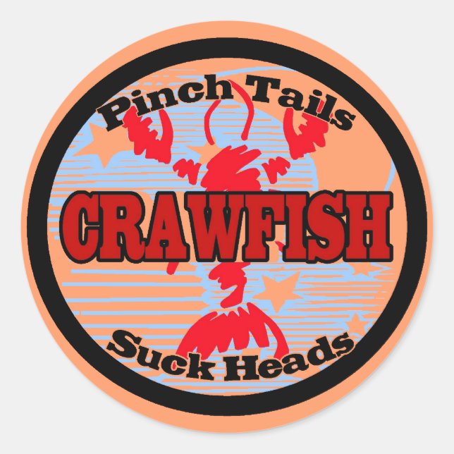 Sticker Rond Craw Dat ! Fleur de Lis, Crawfish, Craw Dat (Devant)