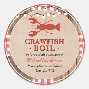 Sticker Rond Crawfish Boil Lobster Graduation Party Rustique