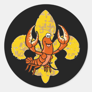 Sticker Rond Crawfish Fleur De Lis