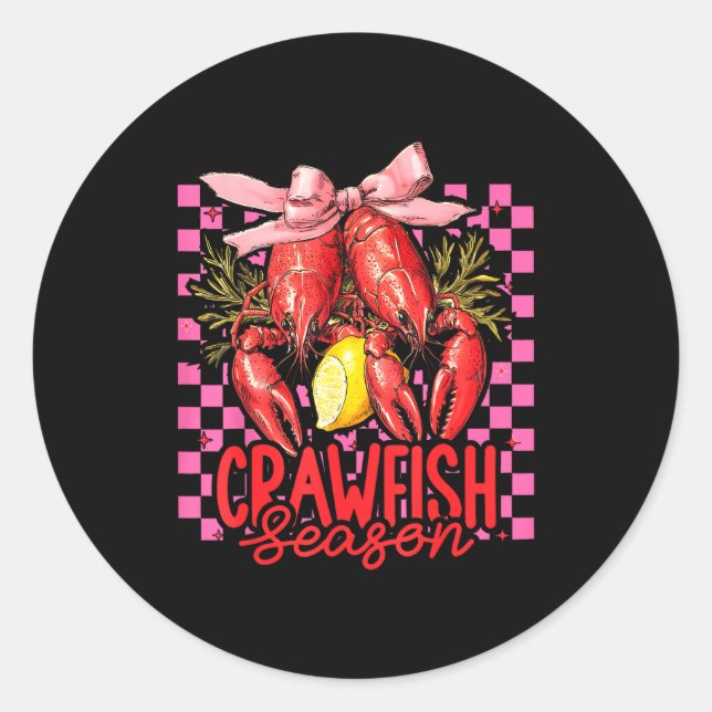Sticker Rond Crawfish Season Crawfish Boil Lobster Cajun Men Wo (Devant)