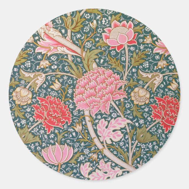 Sticker Rond Cray - Art nouveau floral print by William Morris (Devant)