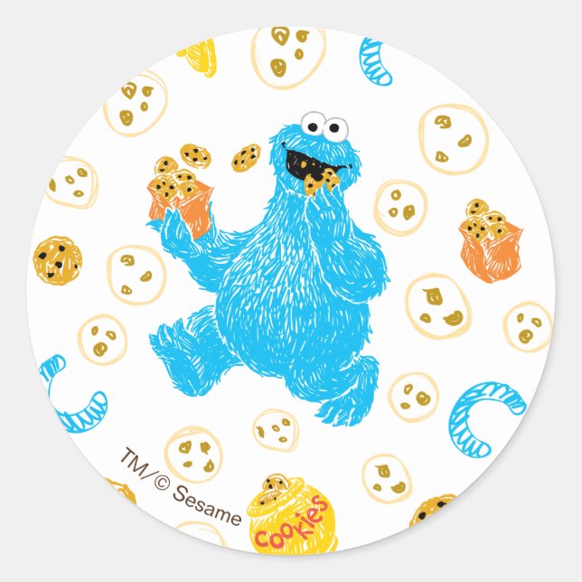 Sticker Rond Crayon Cookie Monster Cookie Motif (Devant)