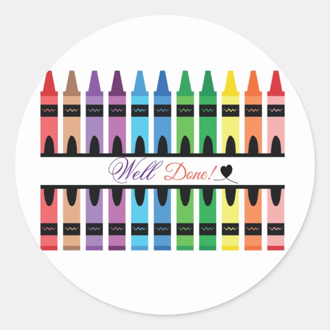 Sticker Rond Crayon Crayon Coloré Bien Fait Enseignant Pencils  (Devant)