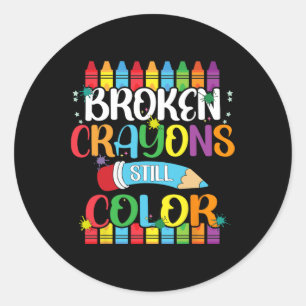 Sticker Rond Crayons cassés Couleur encore Sensibilisation à la