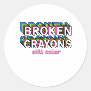 Sticker Rond Crayons cassés encore couleur santé mentale