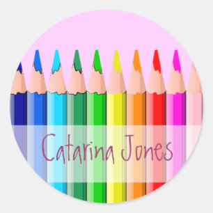 Sticker Rond Crayons - Customisés