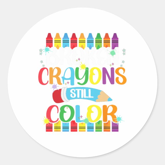 Sticker Rond Crayons Toujours Couleur Sensibilisation à la sant (Devant)