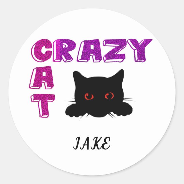 STICKER ROND "CRAZY CAT" BÂTIMENTS POUR ENFANTS. (Devant)