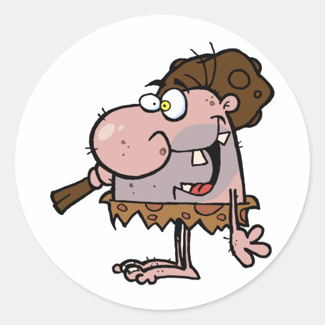 Sticker Rond Crazy Caveman (Devant)