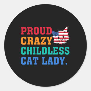Sticker Rond Crazy Enfless Chat Lady Kamala-harris Madame Presi