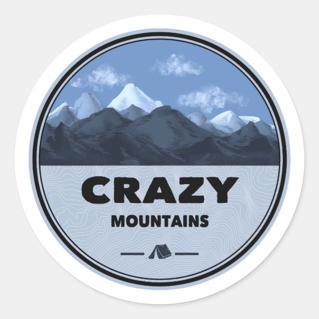 Sticker Rond Crazy Mountains Montana Camping (Devant)