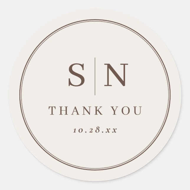 Sticker Rond Creamy White Minimal and Chic | Wedding Initial (Devant)