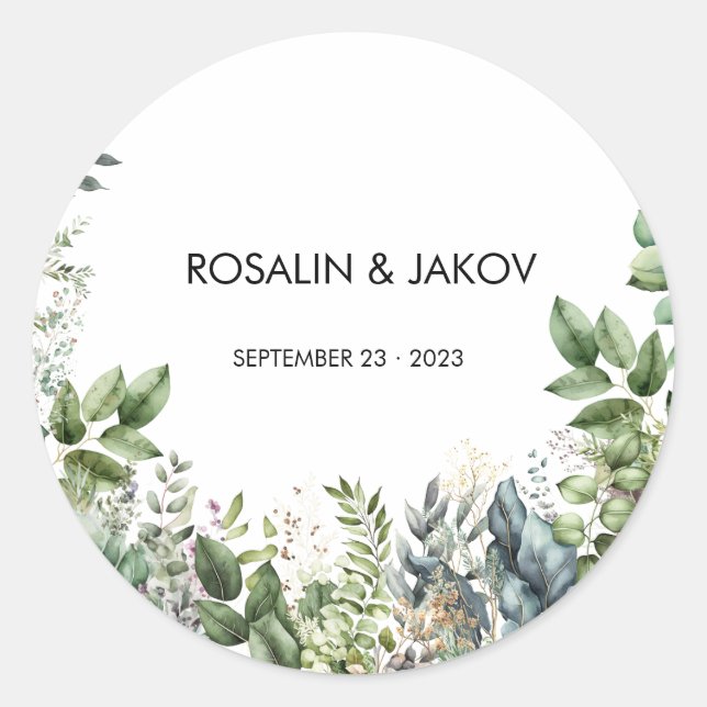 Sticker Rond Create Your Own wedding eucalyptus (Devant)