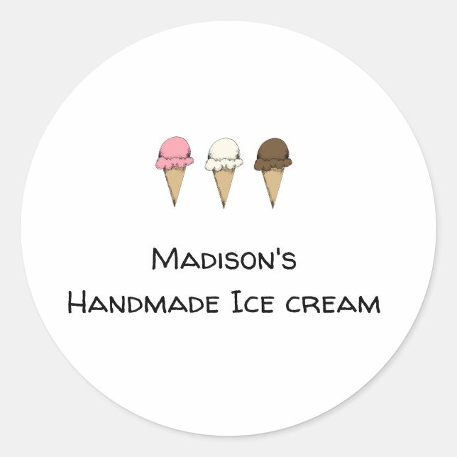Sticker Rond Créateur de glace artisanal simple personnalisable (Devant)