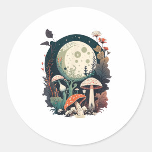 Sticker Rond Création de champignon Aesthetic Goblincore et Cot