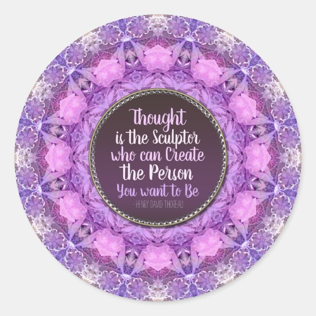 Sticker Rond Créativité Mandala Bonita rose violet (Devant)