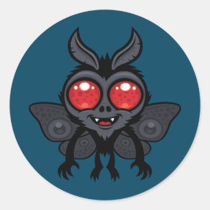 Sticker Rond Créature Cryptide Mignon Craintif Mothman Monstre