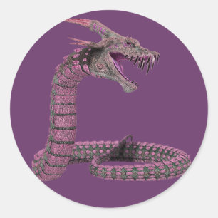 Sticker Rond Créature Fantastique Rose Violet