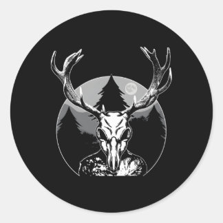 Sticker Rond Créature folklorique Lune Wendigo Forêt Halloween 