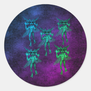 Sticker Rond Créatures effrayantes de Gremlin Halloween