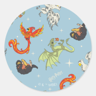 Sticker Rond Créatures Magiques Motif Vintage