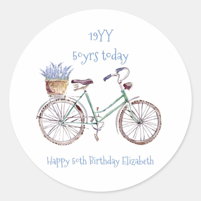 Sticker Rond CRÉER ANNÉE NÉ Anniversaire Cadeau Femme Lavande B (Devant)