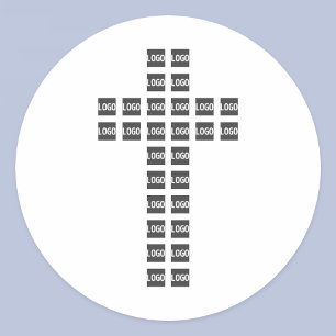 Sticker Rond Créer un Motif croisé avec n'importe quel logo ou 