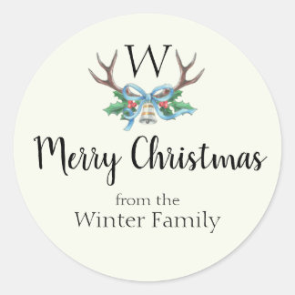 Sticker Rond Créer une balise cadeau de nom de monogramme perso