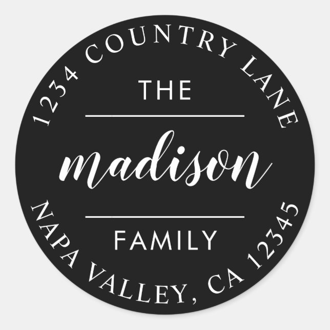 Sticker Rond Créer votre propre adresse de retour Script Cercle (Devant)