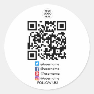 Sticker Rond Créer votre propre entreprise Social Media QR Code