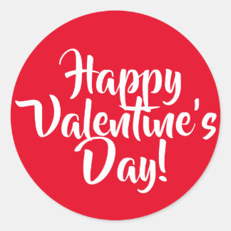 Sticker Rond Créer votre propre Heureuse Sainte-Valentin rouge