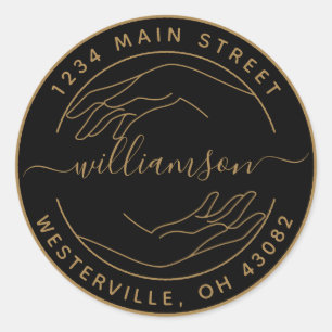 Sticker Rond Créez vos propres mains de femme rondes Adresse de