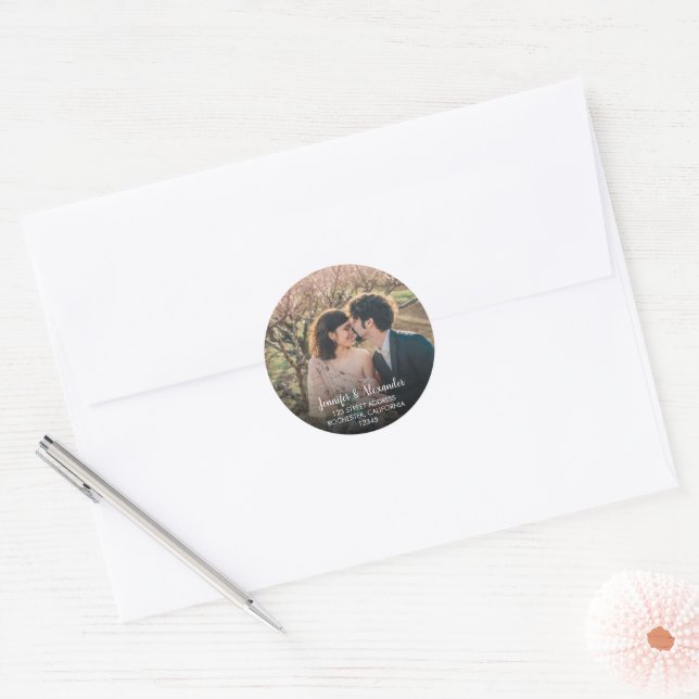 Sticker Rond Créez vos propres phoques Mariages photo personnel (Enveloppe)