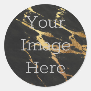 Sticker Rond Créez votre marbre noir métal métal or Faux Foil