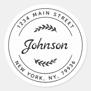 Sticker Rond Créez votre propre adresse de retour arrondie clas
