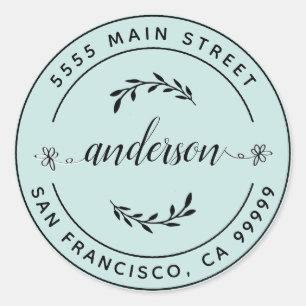 Sticker Rond Créez Votre Propre Adresse de Retour Classique Ron