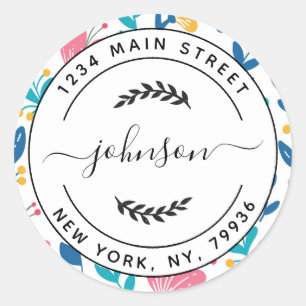 Sticker Rond Créez votre propre adresse de retour d'arrondi