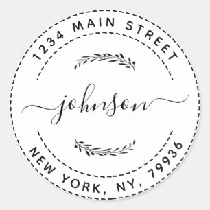 Sticker Rond Créez votre propre adresse de retour d'arrondi