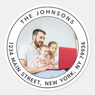 Sticker Rond Créez votre propre adresse de retour d'arrondi pho