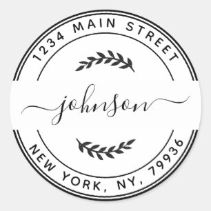 Sticker Rond Créez Votre Propre Adresse de Retour Rond