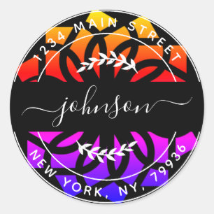 Sticker Rond Créez Votre Propre Adresse de Retour Rond