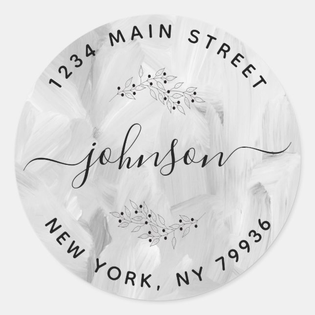 Sticker Rond Créez Votre Propre Adresse de Retour Rond Abstrait (Devant)