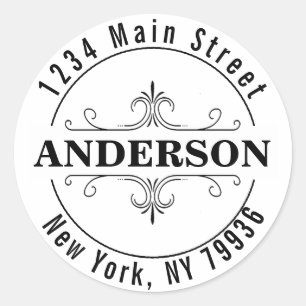 Sticker Rond Créez Votre Propre Adresse de Retour Rond Moderne