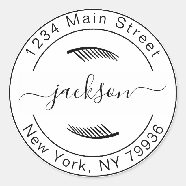 Sticker Rond Créez Votre Propre Adresse de Retour Rond Moderne (Devant)